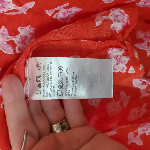 Candace Cameron Bure Red Pink Floral Shoulder Tie Tank Size 1X Feminine - Picture 6 of 9